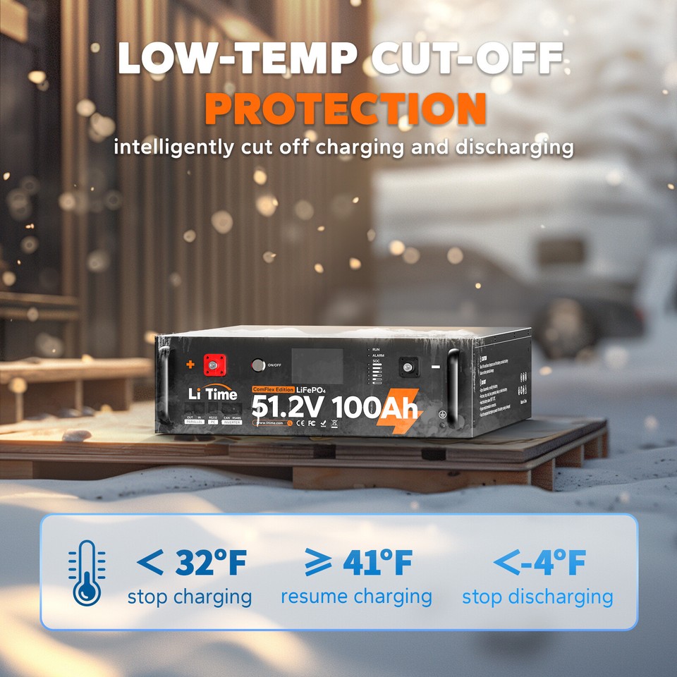 LiTime 5.12kWh 48V (51.2V)100AH Server Rack LiFePO4 Lithium Battery 3U ...