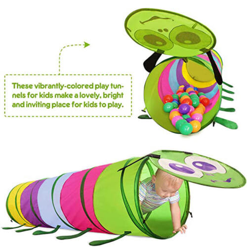 Kids 70'' Caterpillar Indoor Pop-up Play Crawl Tunnel AU Toddlers or Pet - Picture 6 of 7