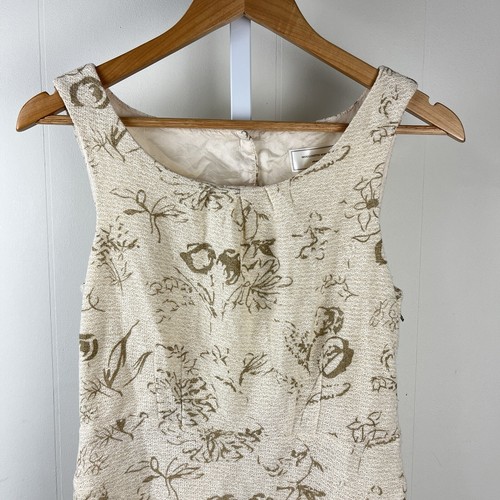 Anthropologie Moulinette Soeurs Dress Cream Metallic Gold Open Back Size 4 - Picture 2 of 8