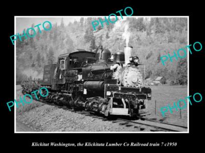 OLD HISTORIC PHOTO KLICKITAT WASHINGTON THE LUMBER Co RAILWAY TRAIN c1950