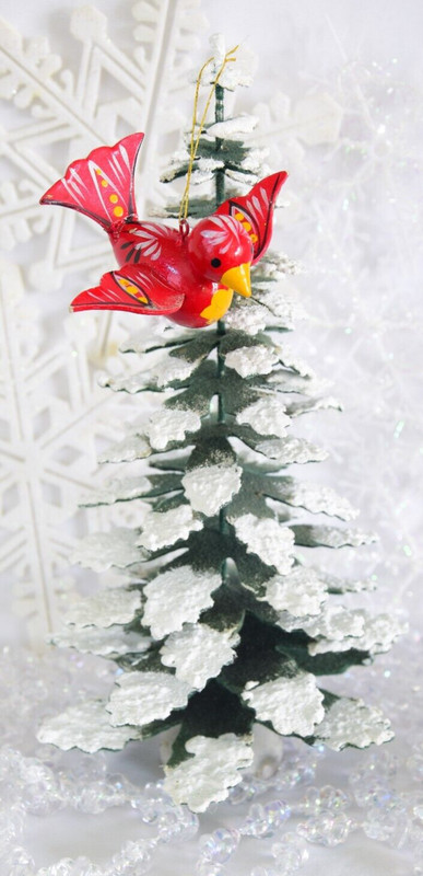 Dept.56 Tier Felt Tree & Wood Red Bird Christmas Ornament