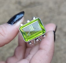 Peridot Ring 925 Sterling Silver Band Statement Ring Handmade Ring Allsize-B-19