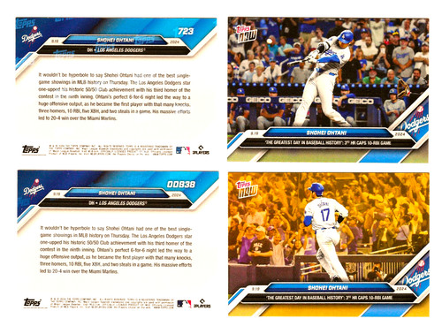 2024 Topps Now #723 & ODB38 Ohtani Gold + Bonus  (Greatest Day In Baseball) 3HRs