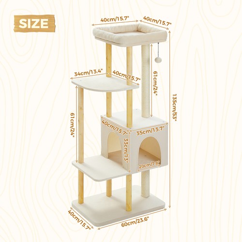PAWZ Road Cat Tree Scratching Post Cats Play Condo Tower House Wooden Furniture - Picture 63 of 114