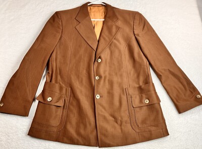 California Clothes By Lassar-Gross 3 Button Blazer.  100% Wool.  Leisure Suit 