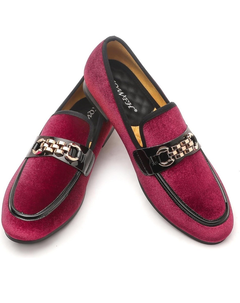 open lace back dress Men Distressed Dark Red Gold Monk Strap Genuine Leather Shoes main image 1