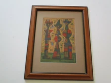 VINTAGE PAINTING MYSTERY ARTIST ABSTRACT CUBIST CUBISM FIGURES EXPRESSIONISM 