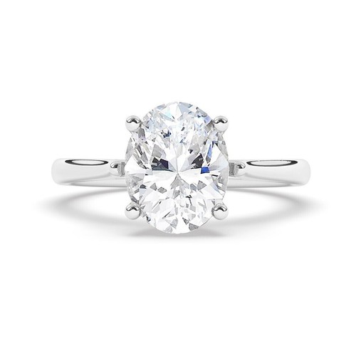 IGI,3 Ct, H/SI1 Solitaire Lab-Grown Oval Diamond Engagement Ring, 950 Platinum - Picture 11 of 15