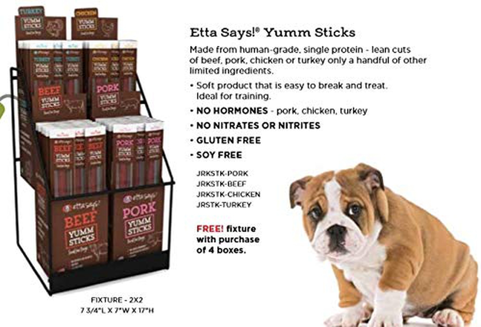 Etta Says 24 Piece Box of Beef Yumm Sticks, 0.75 Ounces each, Human