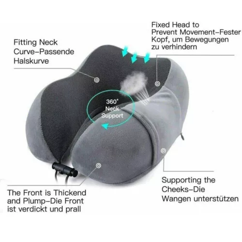 New Memory Foam U Shaped Travel Pillow Neck Support Soft Head Rest Car Plane A - Picture 10 of 24