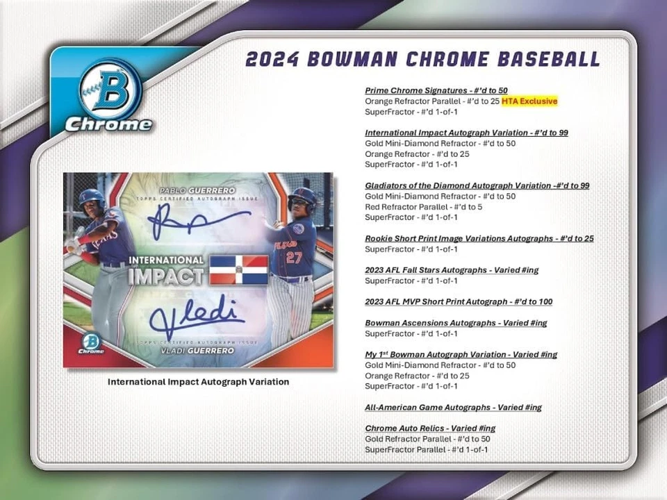 Bowman 2024 cromo béisbol hobby caja HTA - 3 AUTOS/CAJA - NUEVO CANTIDAD SELLADA Foto 4 de 4