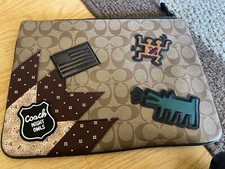 Cartera Coach Muñequera Firma Esquina Cremallera Cuero Saffiano Cartera