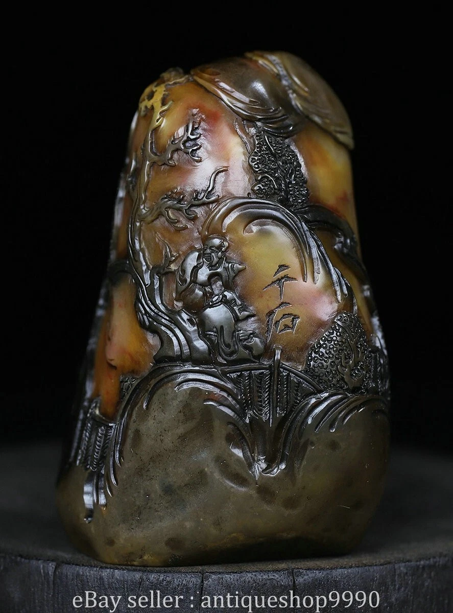 古董原始寿山石主中国风雕像、雕像| eBay