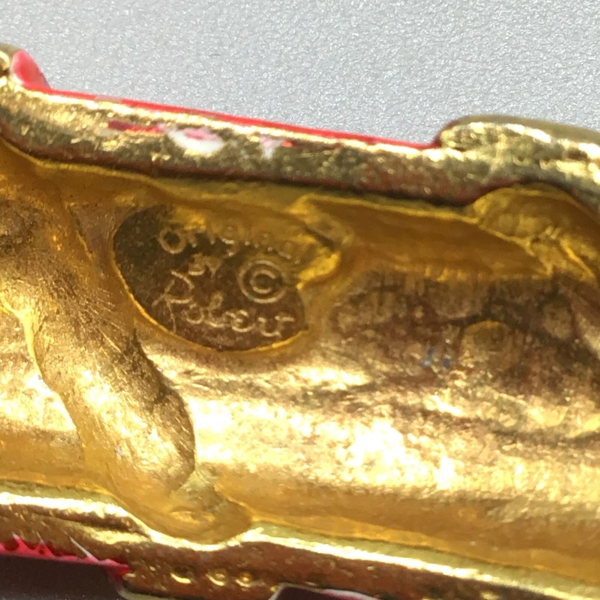 Original By Robert Hinged Bangle Hot Pink Enamel & Gold Tone Signed and Numbered View 5