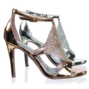 crystal block heel sandals with shimmering accents
