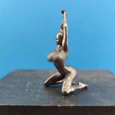 Black Brass Sexy Beauty Statue Kneeling Yoga Girl Figurine Body Model Ornament
