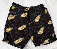 Neff Mens Black Swim Trunks - Pineapple Rafts Size M