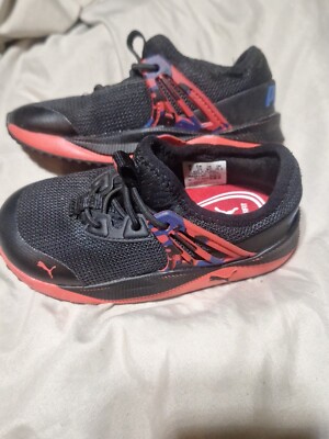 Puma Little Boys Pacer Future Black Running Pull On Shoes Sneakers Size 9C 