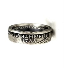 Coin Ring , New Hampshire, Quarter, State Coin Ring, Size 7
