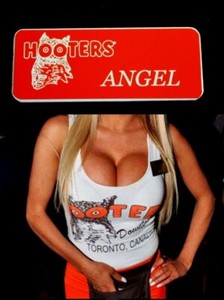 Hooters Uniform Angel Name Tag Pin  Holiday Costume lingerie role play xtra sasy