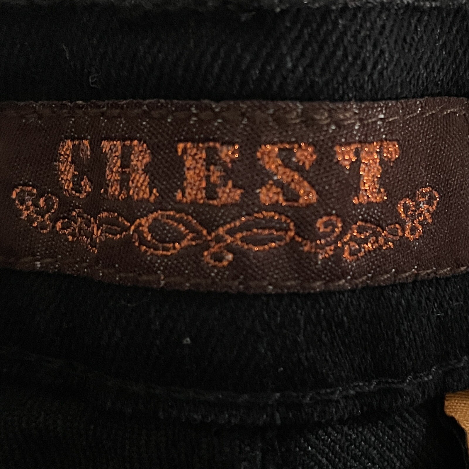 Y2K Crest Women 13/14 Jean Crop Black Denim Gothic Metal Glam Rock Pop 34x17 NEW