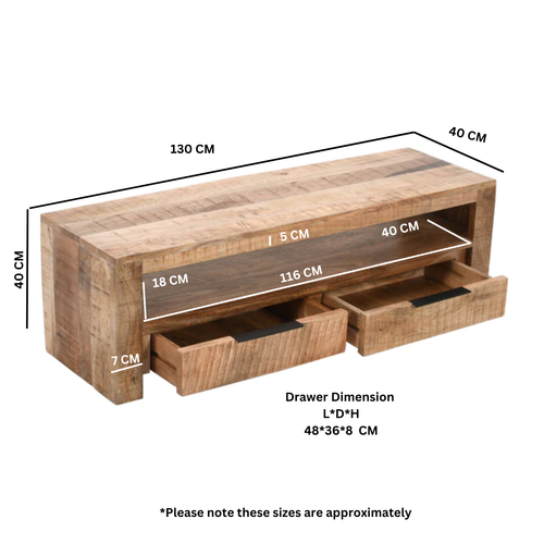 Surrey - TV Unit Sideboard Bar Bookcase Coffee Tables - Rustic Mango & Metal - Picture 41 of 135