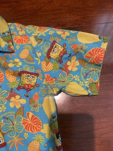 Sponge Bob Hawaiian Shirt Kids Size 7-8 Great Shape - Picture 3 of 15