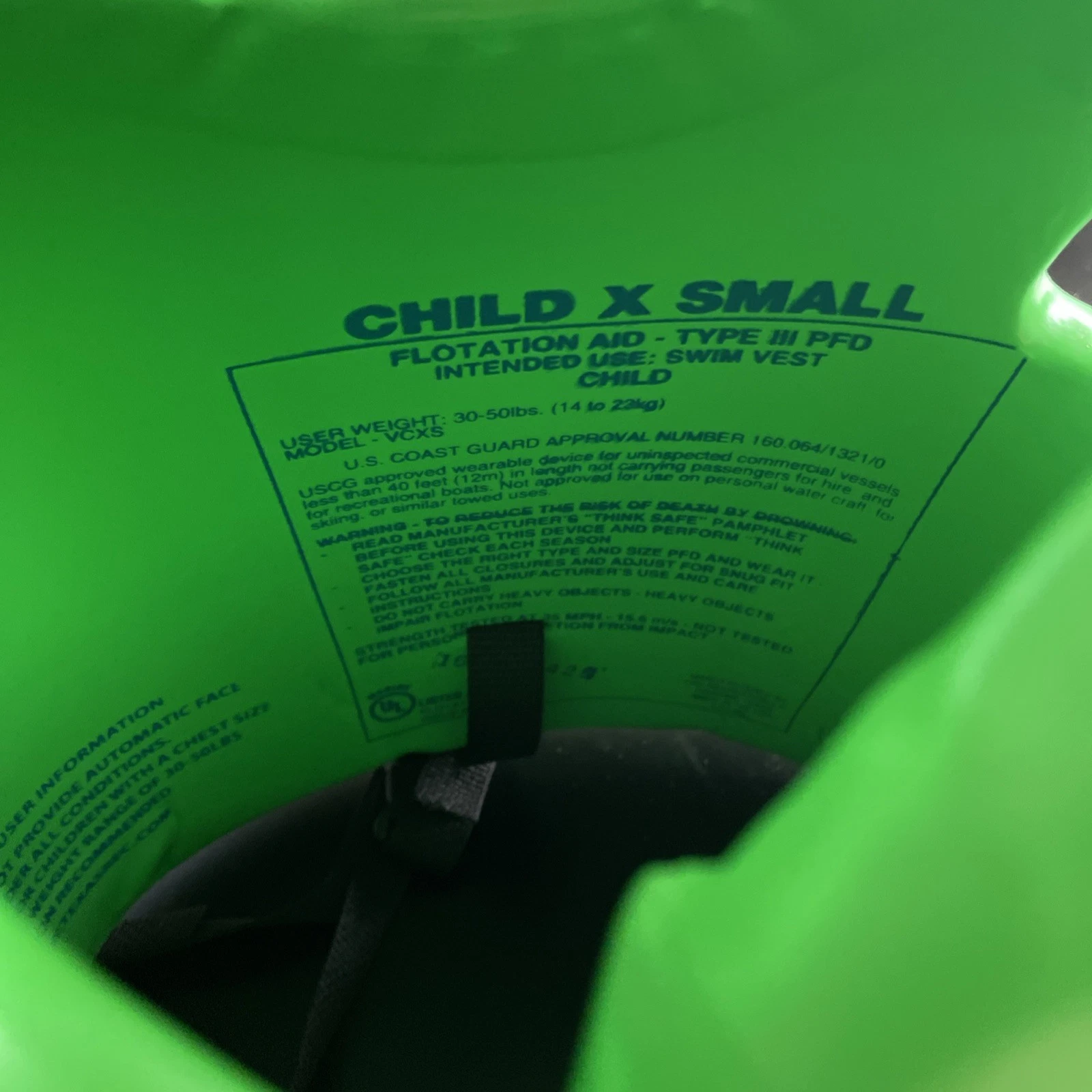 TRC Recreation Super Soft Child Life Jacket Swim Vest, X Small, Fierce Green - product detail image 2