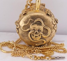 Museum-Quality 18thC French Memento Mori Skull Ormolu Verge Fusee Pocket Watch