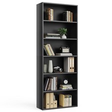 6 Open Shelf Bookcase, Large 63 Inch Tall Display Storage Shelves, Floor Stan...