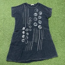 Jess & Jane Women's Dot N Line Mineral Washed Crinkle Dolman Dress Medium M Gray