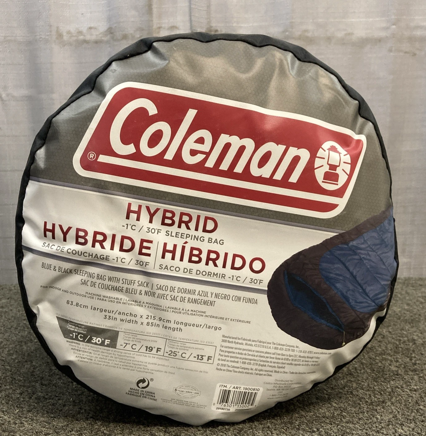 New COLEMAN Hybrid 1900810 Sleeping Bag 30 Degree Sleeping Bag w/ Stuff Sack