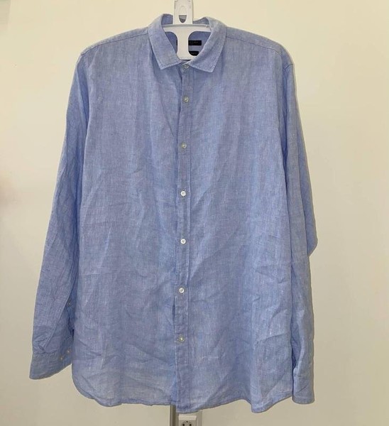 Men Banana Republic Shirt Blue Linen 42 / XL / 50