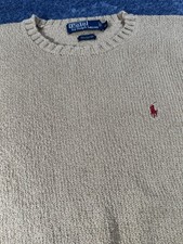 VTG Polo Ralph Lauren Sweater Mens XL Brown Crewneck Cotton Knit Pullover