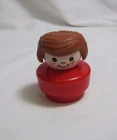 Fisher Price Little People Vintage CHUNKY GIRL with FRECKLES in RED 1990