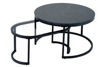 Couchtisch Set Schwarz 40 X 70 X 42 Cm + Ø 70 Cm X 40 Cm Tisch Wohnzimmer Sofa