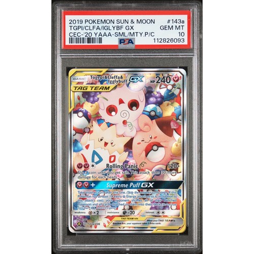 Pokemon Togepi Cleffa & Igglybuff GX 143a/236 Cosmic Eclipse Card PSA 10