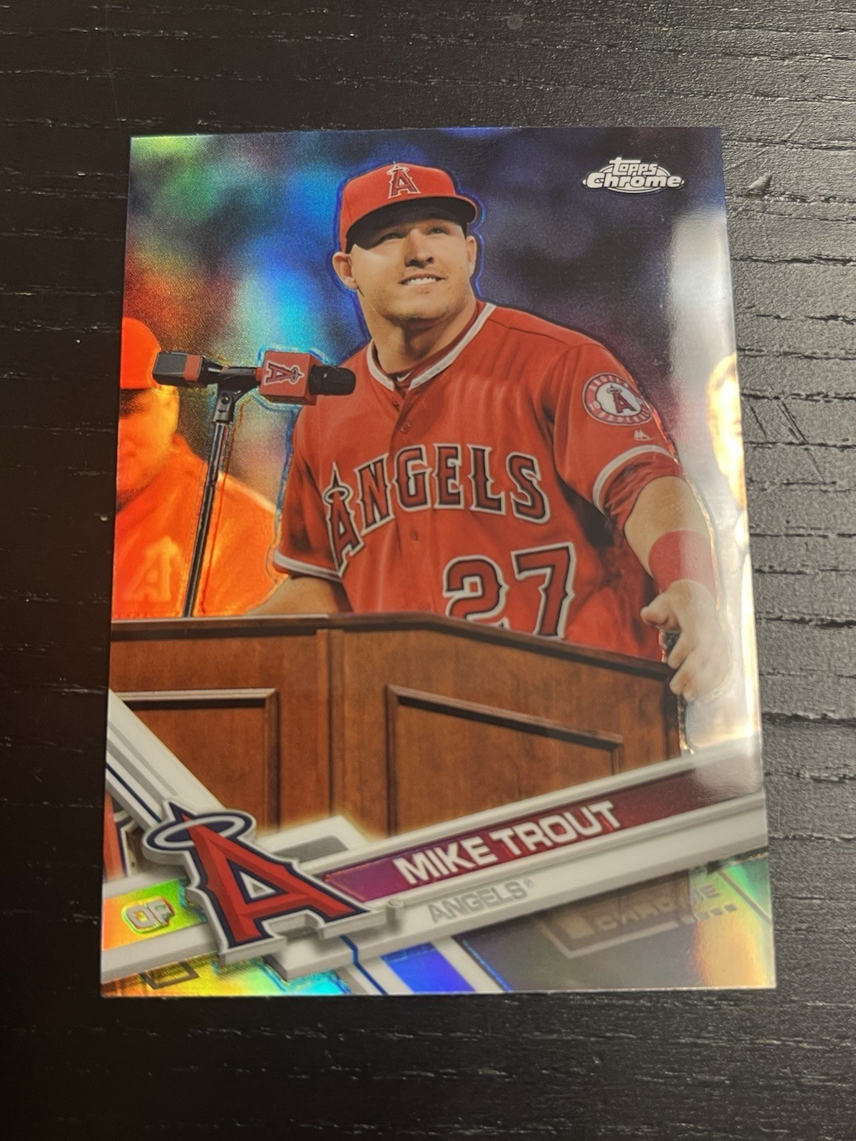 2017 Topps Chrome Image Variation Refractor MIKE TROUT #200 at podium