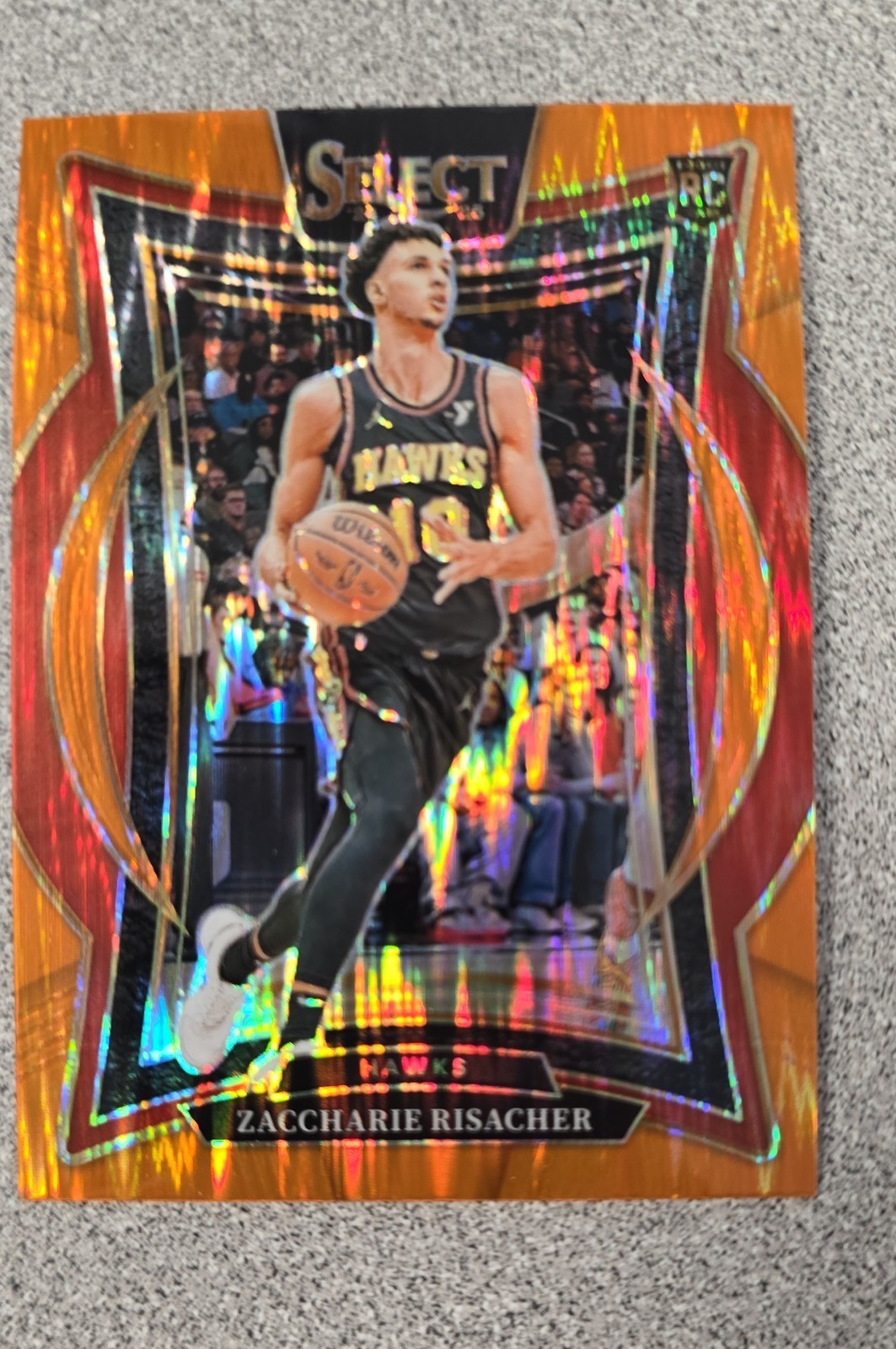 2024-25 Panini Select - Concourse Zaccharie Risacher #86 Orange Flash Prizm (RC)