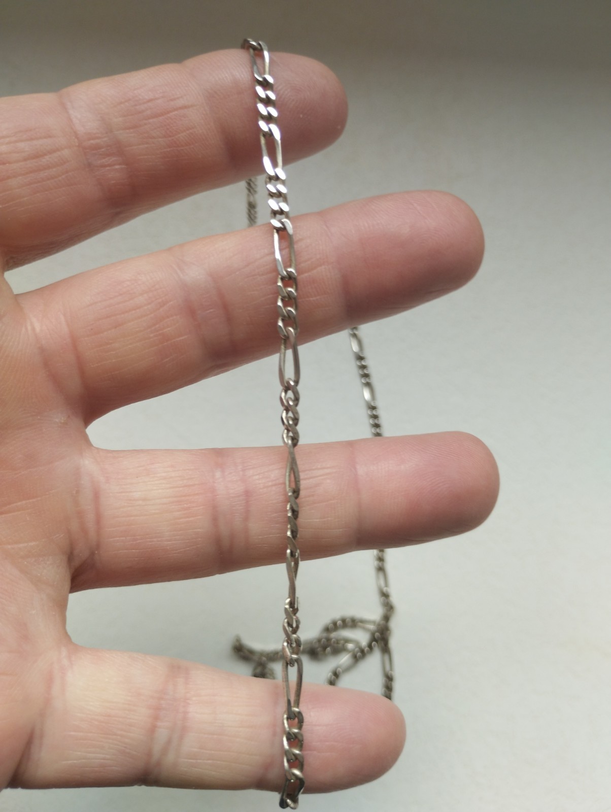 ANTIQUE LARGE SOLID SILVER CHAIN ALTERNATING HORS… - image 6