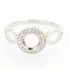 925 Sterling Silver Round 6x6mm Setting Semi Mount Halo Ring