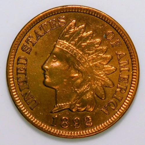 1892 Indian Head Cent Penny AU/UNC details k536