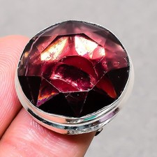 Faceted Pink Amethyst Round Shape Gemstone Gift Adjustable Jewelry Ring SR 1645