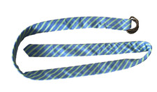 J. CREW BLUE STRIPED COTTON BAMBOO D RING BELT WOMEN'S SIZE M/L MEDIUM LARGE