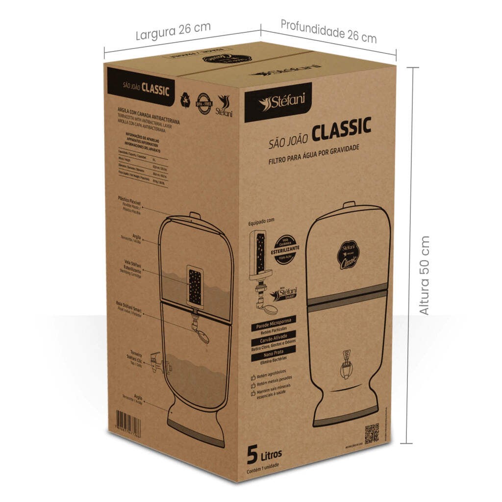 S&atilde;o Jo&atilde;o Classic 5L 1v Water Purifier Filter St&eacute;fani Brown Color