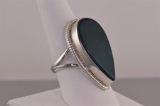 Sterling Silver Green Teardrop Chalcedony Statement Band Ring 17g 925 Sz: 9