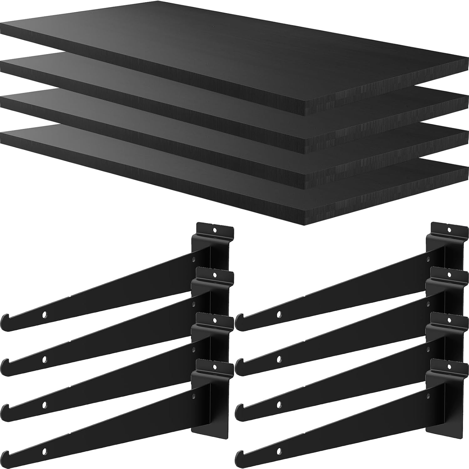 4 Pack Large Wooden Slatwall Shelf, 24 X 12 Inch Slatwall Sh