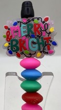 Beaded Pen. Christmas,  Merry And Bright  On Colored Beads,black Pen