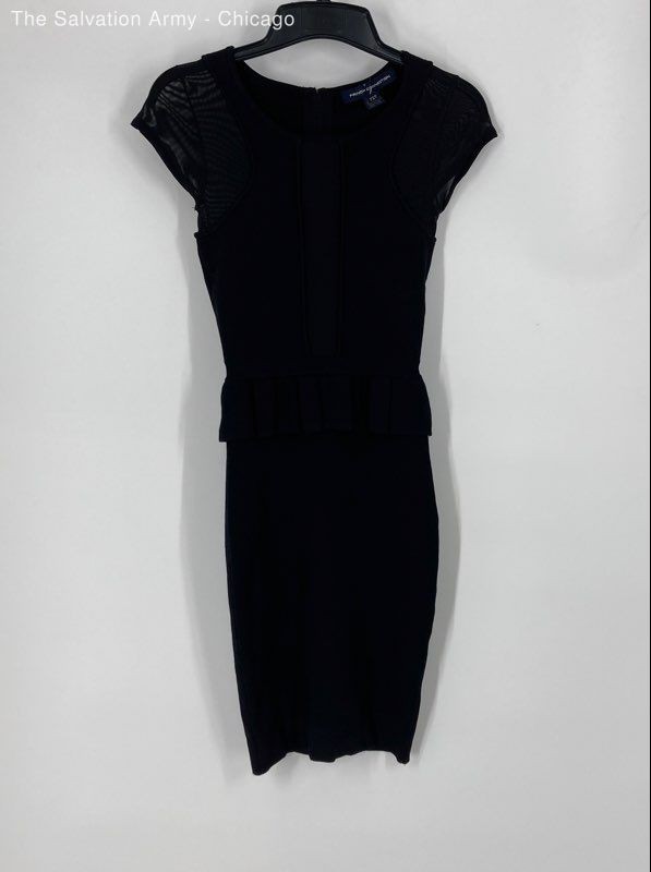 French Connection Womens Black Round Neck Short Sleeve Sheath Dress Size 4