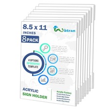 8-Pack Acrylic Sign Holder 8.5x11" Wall Mount - Clear Plastic Display Frame No D